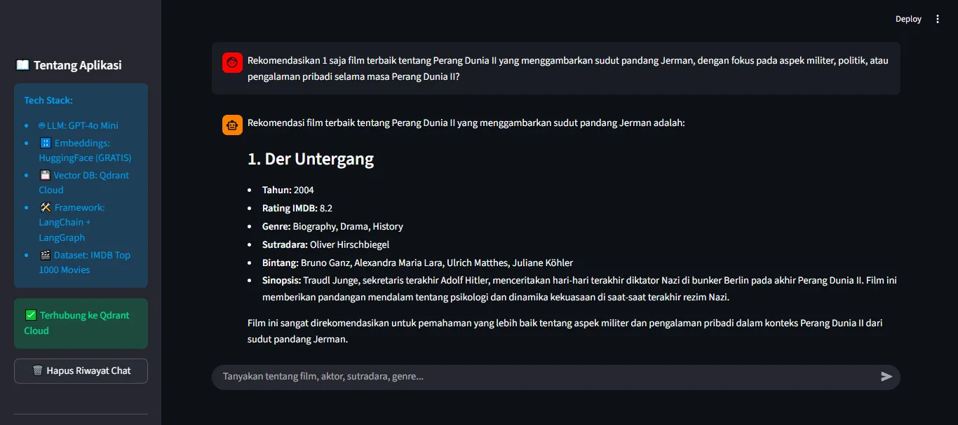 IMDb Movie Recommendation Agent Streamlit interface